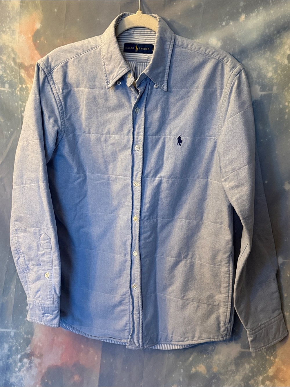 Polo Ralph Lauren Lined Shirt Jacket Light Blue Stripe Oxford Overshirt Men's S